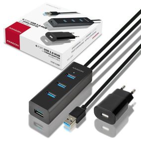 AXAGON HUE-S2BP USB3.0 Ladegerät Hub Schwarz