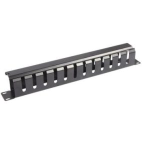   WP 2U horizontales Kabelmanagementpanel mit schwarzer Abdeckung RAL 9005, 483x88mm