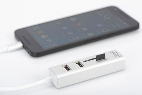 Digitus USB Typ-C OTG 3-Port HUB + Kartenleser Weiß