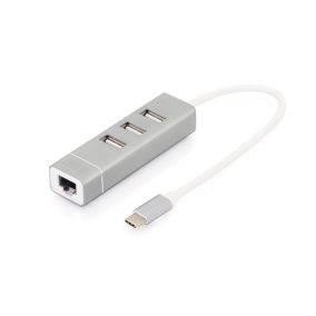   Digitus DA-70253 USB Typ-C 3-Port Hub + Fast Ethernet LAN Adapter