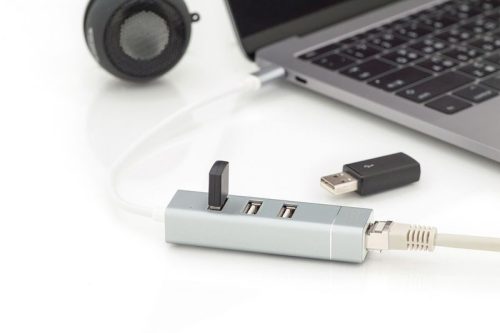 Digitus DA-70253 USB Typ-C 3-Port Hub + Fast Ethernet LAN Adapter