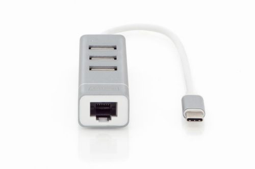 Digitus DA-70253 USB Typ-C 3-Port Hub + Fast Ethernet LAN Adapter