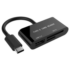   Gembird UHB-CR3-02 Kompakter USB-Typ-C-SDXC-Combo-Kartenleser Schwarz