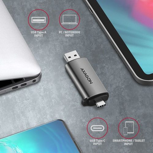 AXAGON CRE-SAC SUPERSPEED USB-C+USB-A Kartenleser Schwarz