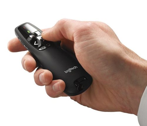 Logitech R400 Laser Präsentationsfernbedienung kabelloser Presenter Roter Laser Schwarz