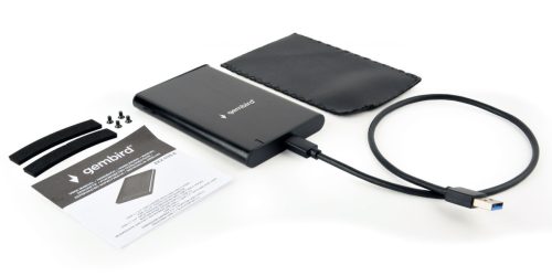 Gembird E2-U3S-6 USB3.1 Gehäuse aus Aluminium mit USB Typ-C Schwarz