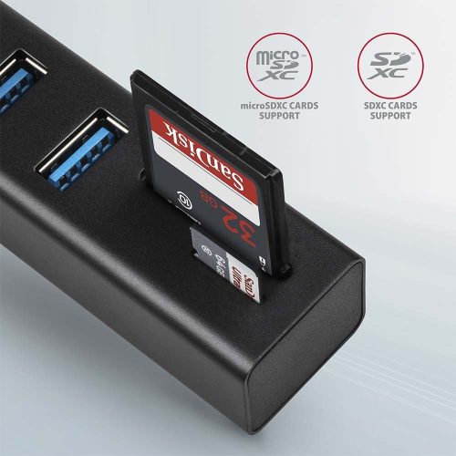 AXAGON HMA-CR3A USB3.2 Multiport-Hub 3-Port + SD/microSD Metall