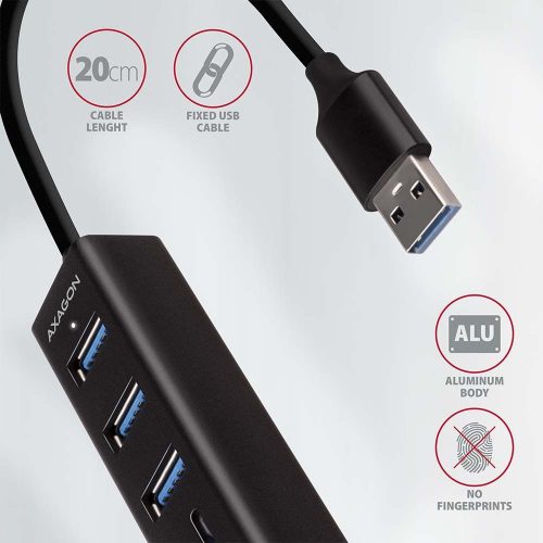 AXAGON HMA-CR3A USB3.2 Multiport-Hub 3-Port + SD/microSD Metall