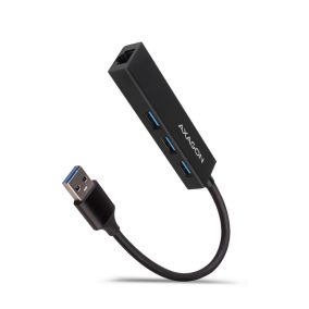   AXAGON HMA-GL3A USB3.2 Multiport-Hub 3-Port + LAN Metall Schwarz