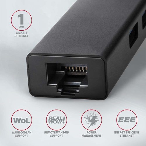 AXAGON HMA-GL3A USB3.2 Multiport-Hub 3-Port + LAN Metall Schwarz