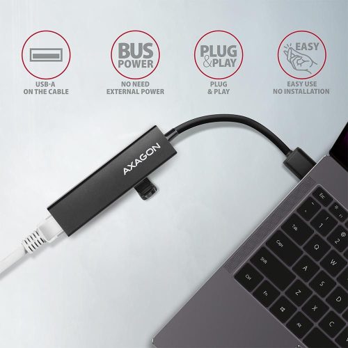 AXAGON HMA-GL3A USB3.2 Multiport-Hub 3-Port + LAN Metall Schwarz