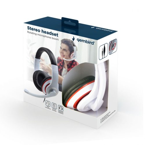 Gembird MHS-03-WTRDBK Stereo-Headset Weiß/Rot/Schwarz