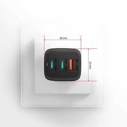 AXAGON ACU-DPQ65 QC4 + USB-C PD Wandladegerät Schwarz