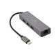 Gembird USB-C Gigabit-Netzwerkadapter mit 3-Port USB 3.1 Hub Grau