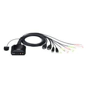   ATEN CS22H 2-Port USB 4K HDMI Kabel KVM Switch mit Fernbedienung Port Selector