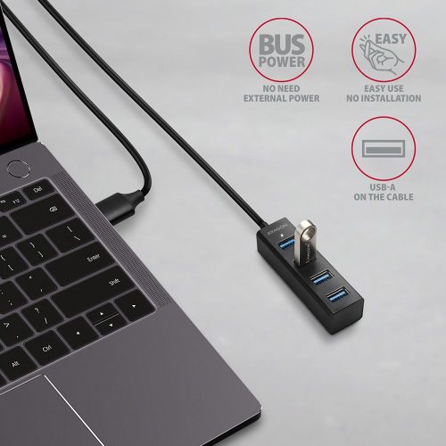 AXAGON HUE-M1AL SuperSpeed USB-A Mini Hub 4-Portos USB3.2 HUB Metall schwarz