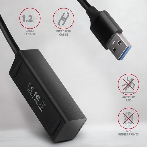 AXAGON HUE-M1AL SuperSpeed USB-A Mini Hub 4-Portos USB3.2 HUB Metall schwarz