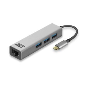 ACT AC7055 USB-C Hub 3-Port mit Gigabit Ethernet Grau