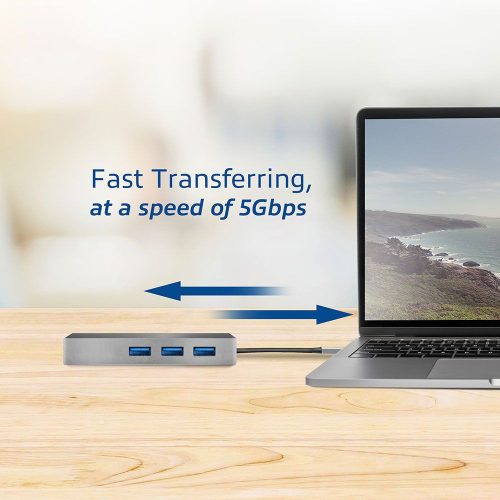 ACT AC7055 USB-C Hub 3-Port mit Gigabit Ethernet Grau
