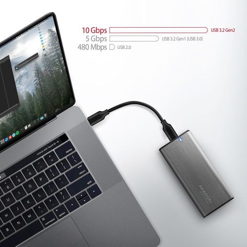 AXAGON EEM2-SG2 SuperSpeed+ USB-C - M.2 NVMe & SATA SSD RAW Box Grau