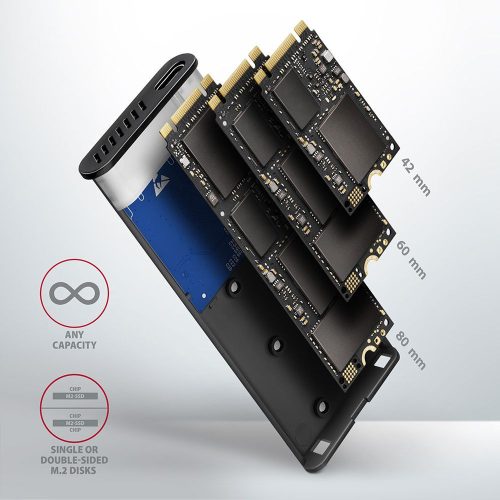 AXAGON EEM2-SG2 SuperSpeed+ USB-C - M.2 NVMe & SATA SSD RAW Box Grau