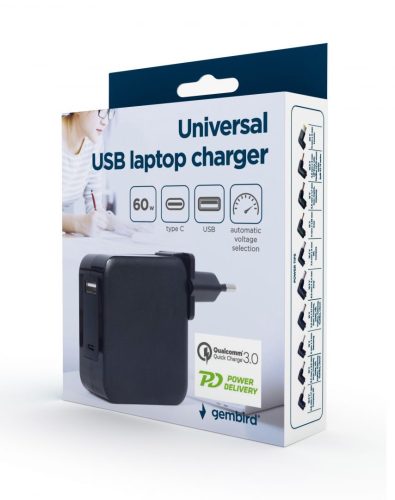 Gembird NPA-PD60-01 5-20V / 4,5A 60W universelles Netzteil für Notebooks