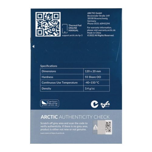 Arktische TP-3 120x20x1mm Wärmeleitfähige Platte (4 Blatt/Paket)