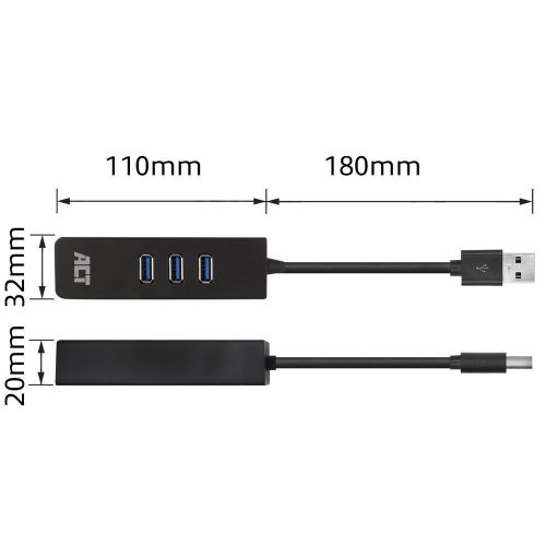 ACT AC6310 USB-Hub 3.2 mit 3 USB-A-Ports und Ethernet