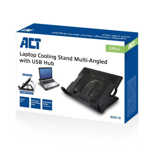 ACT AC8110 Laptop-Kühlständer bis 17 Zoll höhenverstellbar (in 5 Positionen) mit 2-Port-Hub