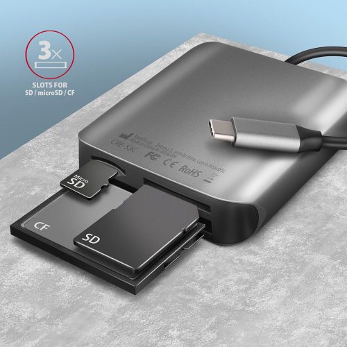 AXAGON CRE-S3C SUPERSPEED USB-C UHS-II Kartenleser Schwarz
