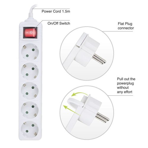 ACT Netzteil mit Schalter 5DIN 1,5m Weiß