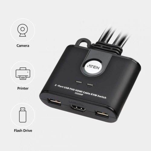 ATEN CS22HF 2-Port USB FHD HDMI Kabel KVM Switch