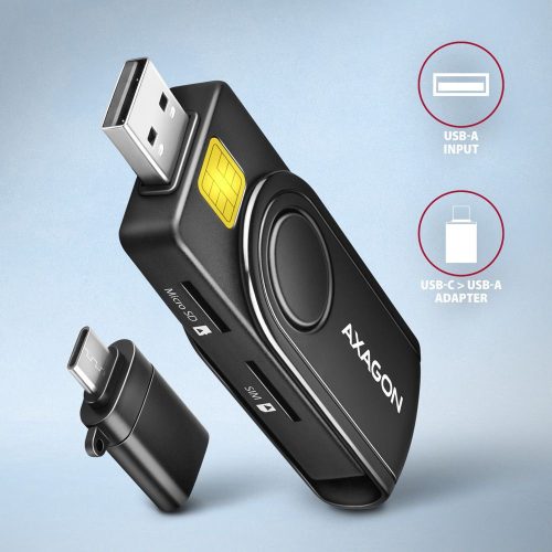 AXAGON CRE-SMP2A USB-A + USB-C 4-Slot Smart Card PocketReader Schwarz