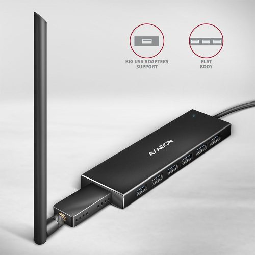 AXAGON HUE-F7A SuperSpeed USB-A FLAT HUB Schwarz
