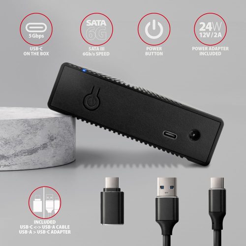 AXAGON EE35-GTR USB-C 3.2 Gen 1 - SATA 6G 3.5" Externes RIBBED-Gehäuse Schwarz