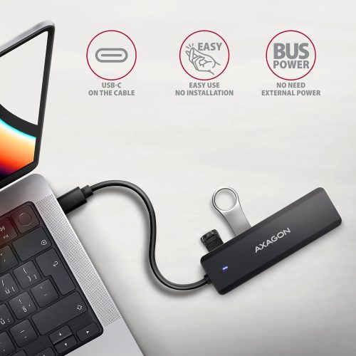 AXAGON HUE-C1C USB-C 5GBPS TRAVEL HUB Schwarz