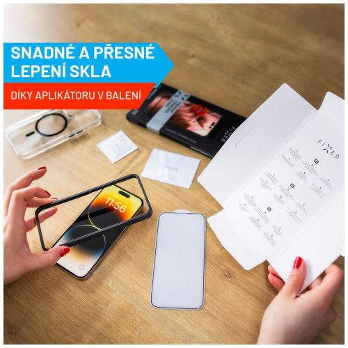 FIXED Panzer Vollabdeckung 2,5D gehärtetes Glas mit Applikator für Samsung Galaxy A54 5G, schwarz