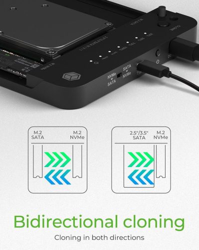 Raidsonic IcyBox IB-2915MSCL-C31 CloneStation & DockingStation für M.2 NVME & SATA 2.5”/3.5” SSD/HDD