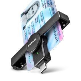AXAGON CRE-SMPC PocketReader USB-C Smart Card Reader Schwarz