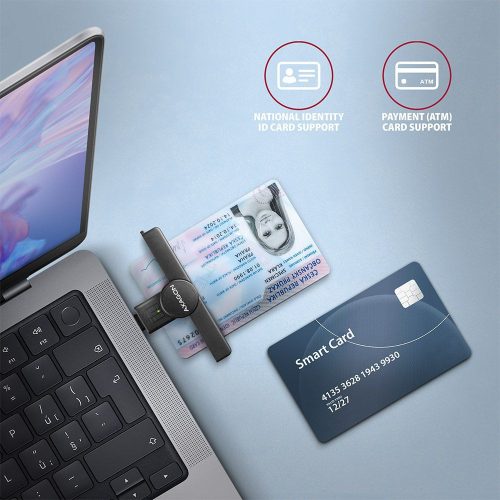 AXAGON CRE-SMPC PocketReader USB-C Smart Card Reader Schwarz