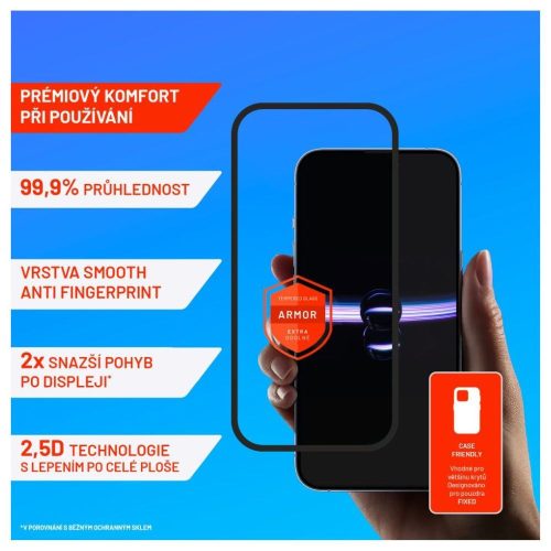 FIXED Rüstung Vollabdeckung 2,5D Gehärtetes Glas mit Applikator für Apple iPhone 15 Plus, schwarz