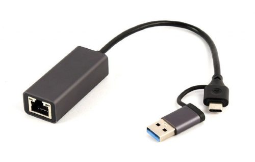 Gembird A-USB3AC-LAN-01 USB 3.1 + Typ-C Gigabit Netzwerkadapter Space Grey