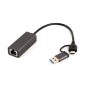   Gembird A-USB3AC-LAN-01 USB 3.1 + Typ-C Gigabit Netzwerkadapter Space Grey