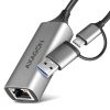 AXAGON ADE-TXCA USB-C + USB-A Gigabit Ethernet-Adapter Grau
