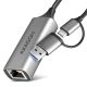 AXAGON ADE-TXCA USB-C + USB-A Gigabit Ethernet-Adapter Grau