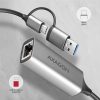 AXAGON ADE-TXCA USB-C + USB-A Gigabit Ethernet-Adapter Grau