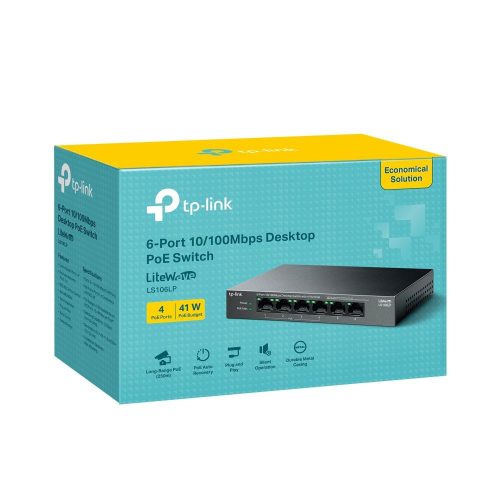 TP-Link LS106LP 6-Port 10/100Mbps Desktop Switch mit 4-Port PoE