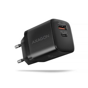   AXAGON ACU-PQ20 PD3.0 & QC4+ Dual Outputs Wandladegerät 20W Schwarz
