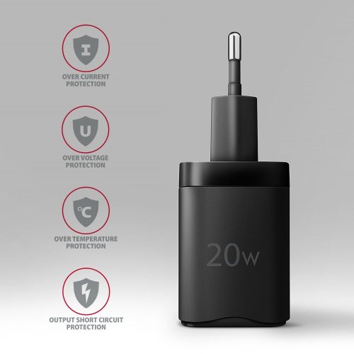 AXAGON ACU-PQ20 PD3.0 & QC4+ Dual Outputs Wandladegerät 20W Schwarz