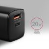 AXAGON ACU-PQ20 PD3.0 & QC4+ Dual Outputs Wandladegerät 20W Schwarz